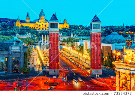 Panorama Towers Venetian and Square of Spain (Placa De Espanya), Panorama Towers Venetian and Square of Spain (Placa De Espanya), 73554372