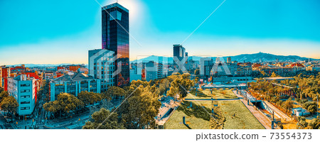 Panorama on the urban center of Barcelona, the capital of the Au Panorama on the urban center of Barcelona, the capital of the Au 73554373