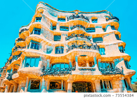 Casa Mila popularly known as La Pedrera or open quarry, a refer Casa Mila popularly known as La Pedrera or open quarry, a refer 73554384