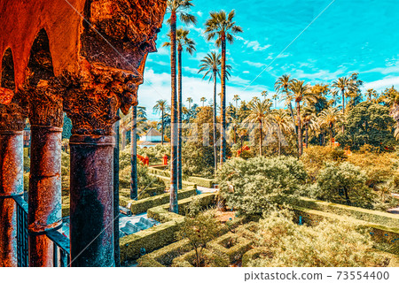 Panoramic view of big and beautiful garden - Gardens of Royal Al 73554400