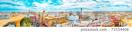 Panoramic view of the city of Seville from the observation platf Panoramic view of the city of Seville from the observation platf 73554406