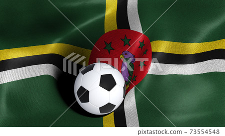 3D rendering of the flag of Dominica with a soccer ball 3D rendering of the flag of Dominica with a soccer ball 73554548