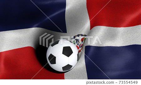 3D rendering of the flag of Dominican Republic with a soccer ball 3D rendering of the flag of Dominican Republic with a soccer ball 73554549