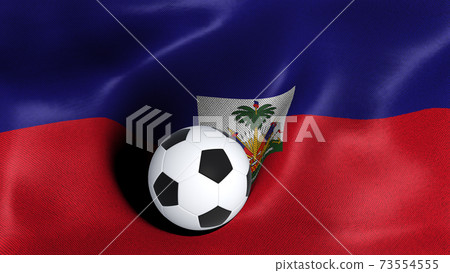 3D rendering of the flag of Haiti with a soccer ball 73554555