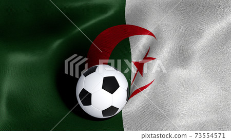 3D rendering of the flag of Algeria with a soccer ball 3D rendering of the flag of Algeria with a soccer ball 73554571