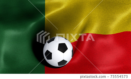 3D rendering of the flag of Benin with a soccer ball 3D rendering of the flag of Benin with a soccer ball 73554573