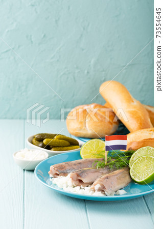 Traditional dutch food herring fish 73554645