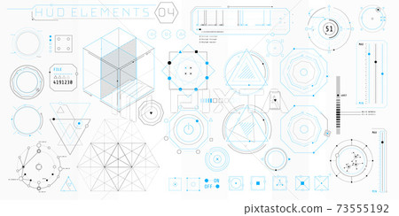 A set of HUD geometric elements for a futuristic interface. A set of HUD geometric elements for a futuristic interface. 73555192