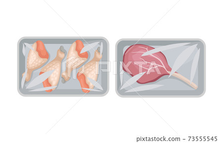 Chicken Legs and Beef Rib in Plastic Serving Tray Vector Set Chicken Legs and Beef Rib in Plastic Serving Tray Vector Set 73555545