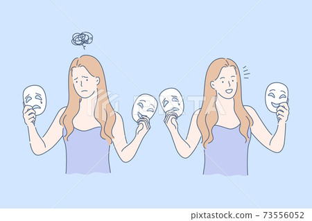 Mask, opposite emotions set concept 73556052