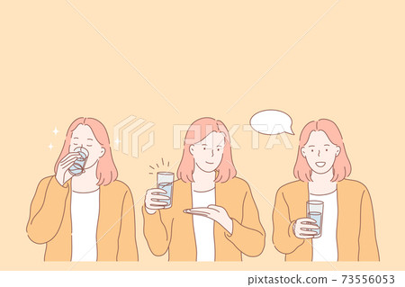 Thirst, dehydration, drinking set concept 73556053