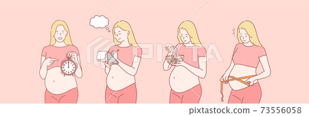 Pregnancy, preparation for childbirth or babybirth set concept 73556058