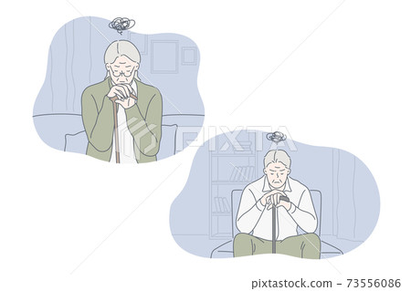 Depression, frustration, loneliness, nursing home set concept Depression, frustration, loneliness, nursing home set concept 73556086