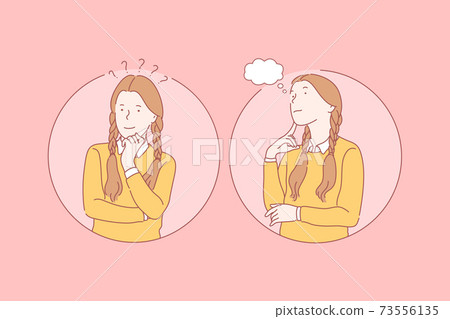 Thinking, pupil, dream set concept Thinking, pupil, dream set concept 73556135