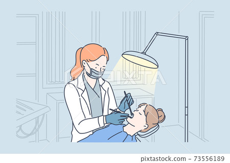 Teeth examination and dentistry checkup concept. 73556189