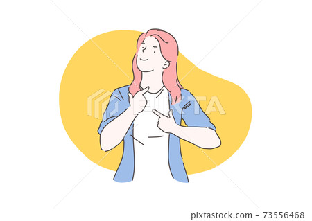 Successful lady self-esteem, girl power concept Successful lady self-esteem, girl power concept 73556468