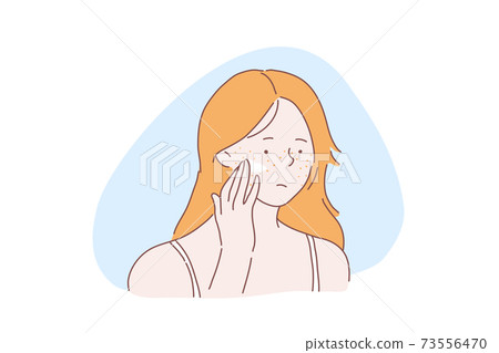 Teenage girl skincare problem concept Teenage girl skincare problem concept 73556470