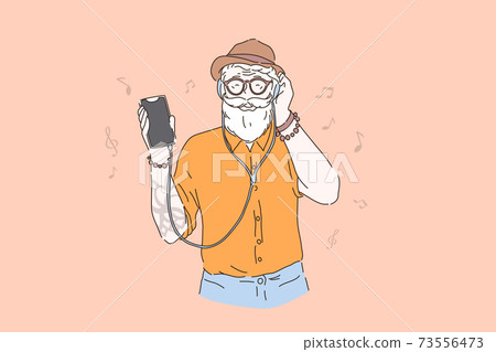 Vigorous old age, young in heart elderly person concept 73556473