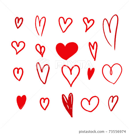 Hand drawn red love heart shape icon collection... - Stock Illustration ...