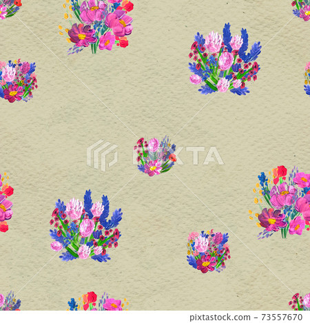 Seamless pattern with flowers. Watercolor or acrylic painting. Hand drawn floral background. Seamless pattern with flowers. Watercolor or acrylic painting. Hand drawn floral background. 73557670