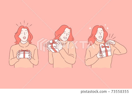 Holiday, birthday, gift, surprise set concept 73558355