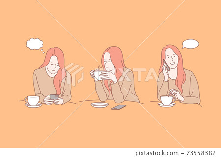 Communication, addiction, speech bubble, social media set concept Communication, addiction, speech bubble, social media set concept 73558382