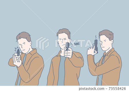 Selfdefense, criminal, shot, set concept 73558426