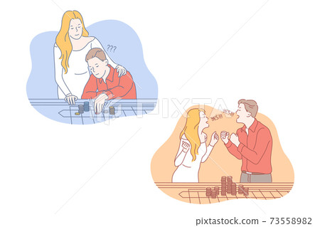 Couple, gambling, teamwork, success set concept Couple, gambling, teamwork, success set concept 73558982