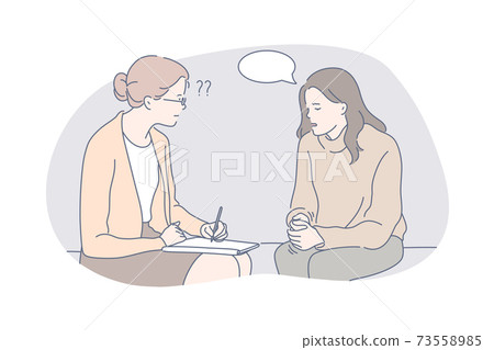 Psychology, communication, depression, speech bubble, therapy concept 73558985