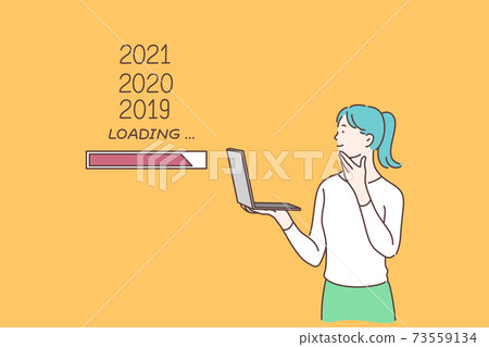 2020 New Year waiting, 2019 loading bar, planning for future, time flow concept. 2020 New Year waiting, 2019 loading bar, planning for future, time flow concept. 73559134