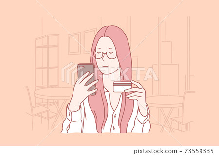 Credit card, buy, identification, confirmation, business concept. 73559335