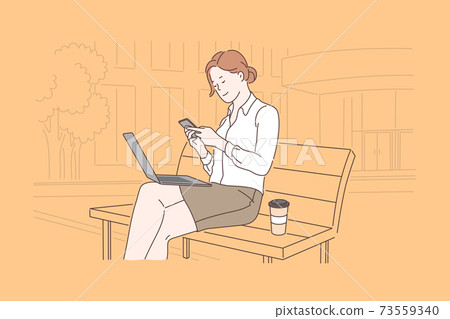 Business, communication, lunch, freelance concept. 73559340