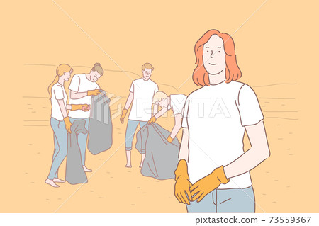 Volunteering, eco, environment, pollution concept. 73559367