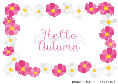 使用波斯菊的裝飾框架的秋天的圖像素材 73559401