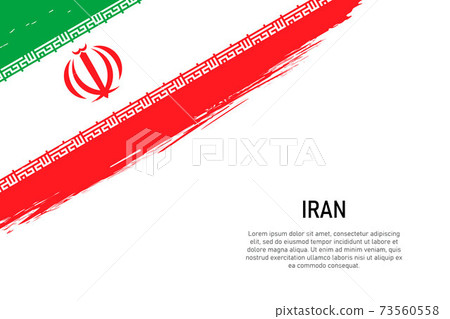 Grunge styled brush stroke background with flag of Iran 73560558