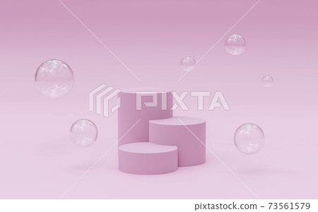 Abstract geometry shape pink color podiums on pink color background for product presentation showcase 3d render illustration 73561579
