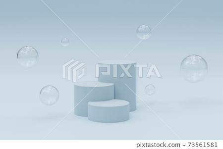 soft blue podiums product presentation showcase 3d render illustration 73561581