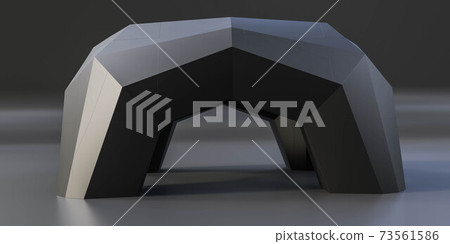 dark metallic futuristic architecture building 3d render illustration 73561586