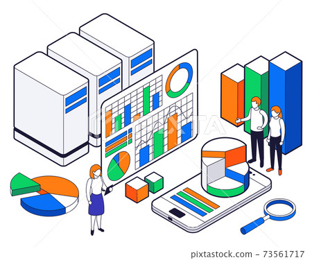 Big Data Science Analysis Isometric Icon Set - Stock Illustration ...