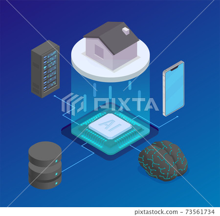AI Chip Isometric Composition - Stock Illustration [73561734] - PIXTA