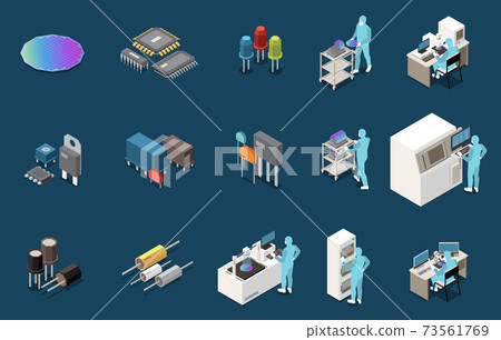 Semiconductor Production Icon Set - Stock Illustration [73561769] - PIXTA