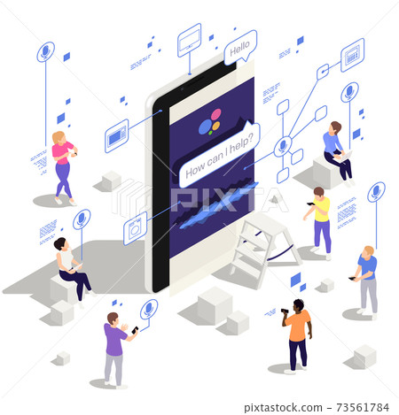 Voice Assistant Isometric Composition Voice Assistant Isometric Composition 73561784
