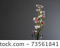 Vase and cherry blossom black background 73561841