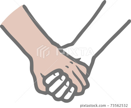 Illustration material that white hand and black hand hold hands 73562532