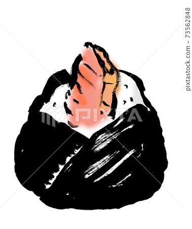 Hand-painted salmon triangle rice ball 73562848