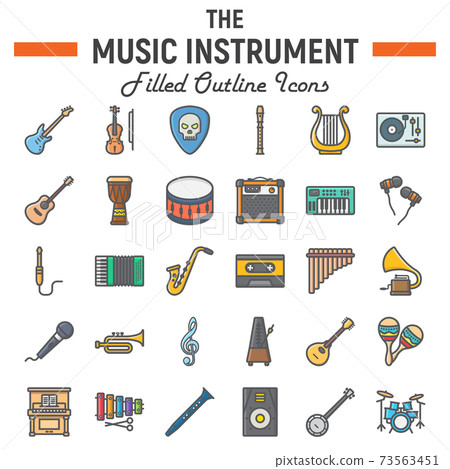 Music instruments filled outline icon set 73563451