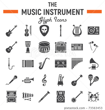 Music instruments glyph icon set, audio symbols Music instruments glyph icon set, audio symbols 73563453