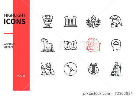 Ancient Greece - modern line design style icons set Ancient Greece - modern line design style icons set 73563834