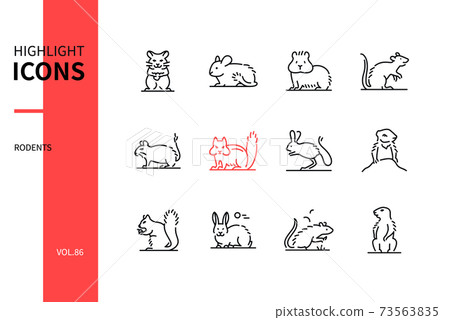 Rodents - modern line design style icons set Rodents - modern line design style icons set 73563835