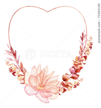 Watercolor valentines frame, wreath for wedding invitation or greeting card design Watercolor valentines frame, wreath for wedding invitation or greeting card design 73564140